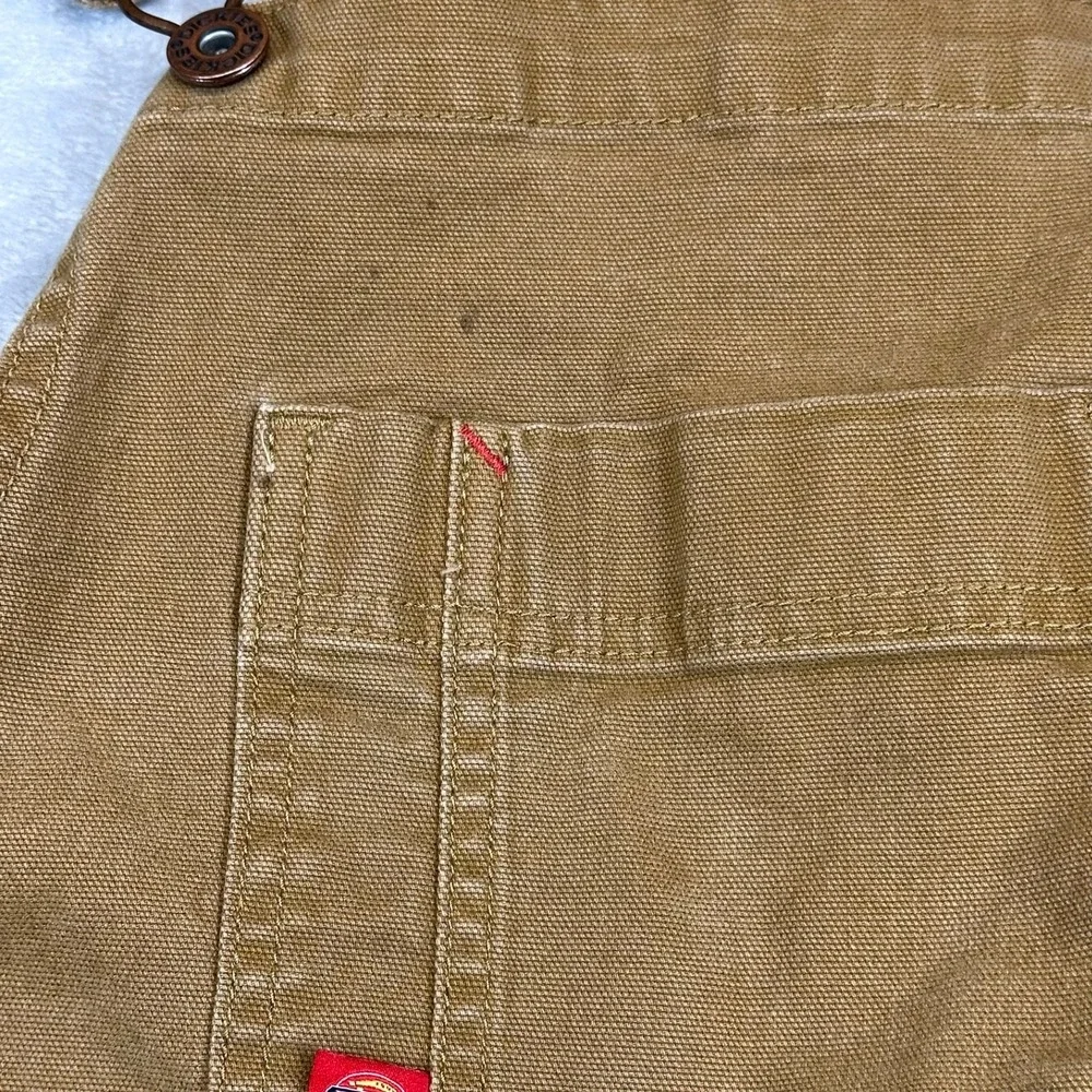 Dickies Overalls Mens 30x30 Brown Duck Canvas Double Knee Bib Workwear Dungarees - Picture 4 of 12